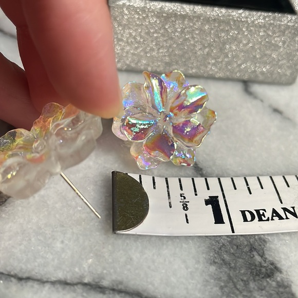 🖤5/$25 925 sterling flower earrings rainbow aurora borealis - Picture 9 of 14